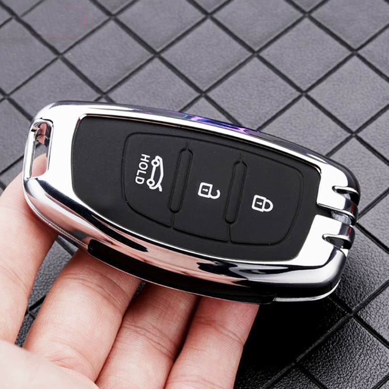 Vỏ Bảo Vệ Chìa Khóa Xe Hơi Hyundai i10 Tucson Elantra 3 Nút Bằng Hợp Kim Ốp khoá i10 vỏ chìa khoá i10