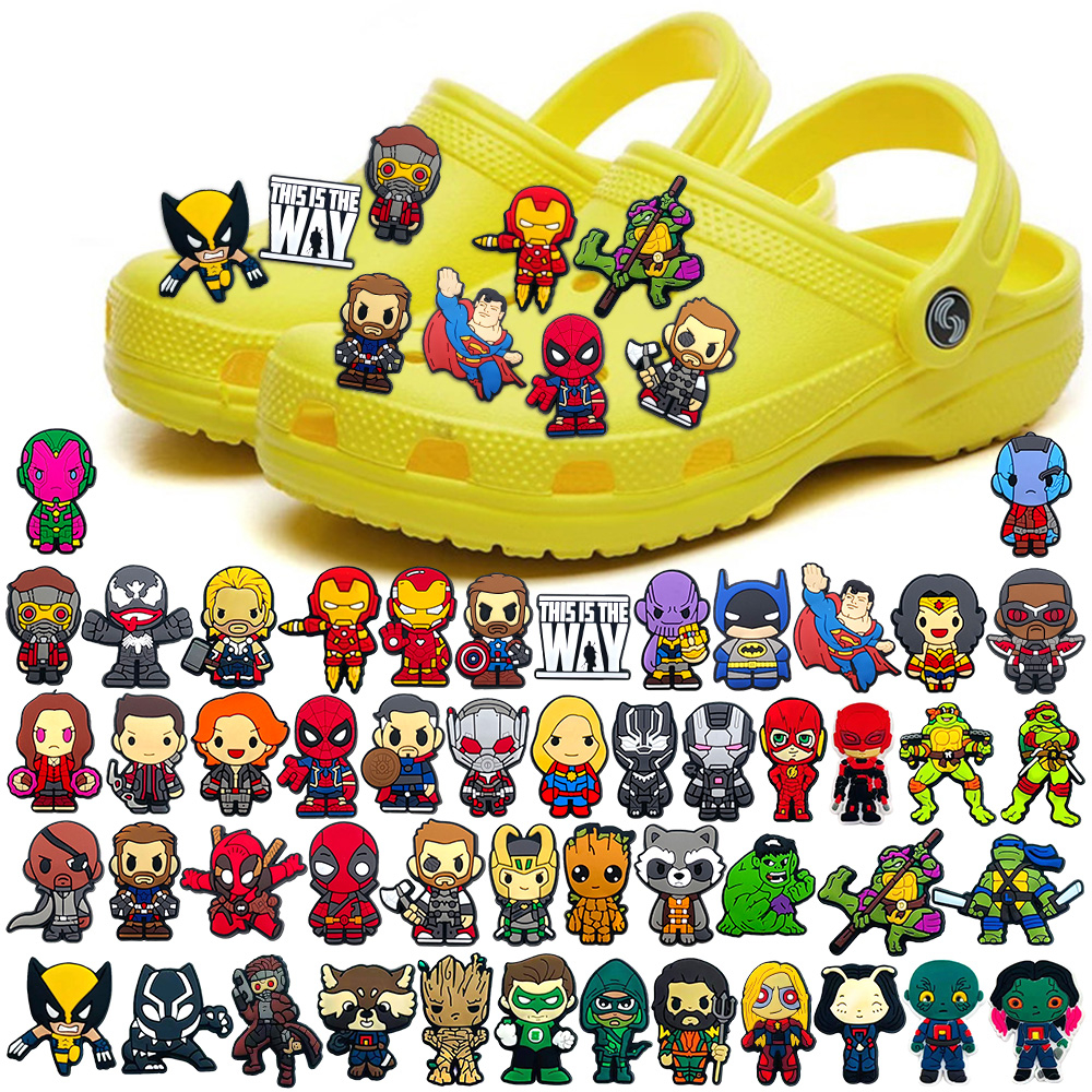 Hot 1 Chiếc Dép Crocs Aceessories Jibbitz Hoạt Hình Siêu Anh Hùng Có Khóa Trang Trí Quà Tặng Trẻ Em diy