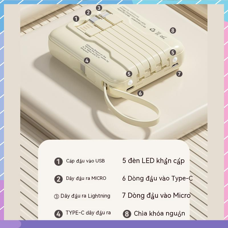 Sạc Dự Phòng Disney joint 10000mAH Dung Lượng Lớn - Đi Kèm Với 4 Dây Sạc Nhanh Cho Samsung / Xiaomi / oppo / vivo
