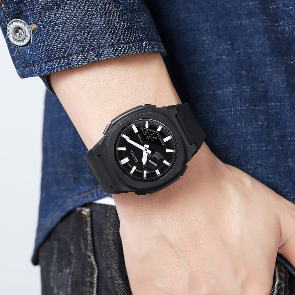 Đồng Hồ Nam Hiển Thị Ngày 3ATM SKMEI Thiết Kế Sáng Tạo Chống Thấm Nước 5 Màu Đen