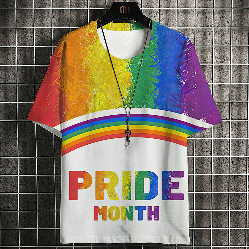 Áo Thun Ngắn Tay In Hình Cầu Vồng LGBT Thời Trang Giản Dị Dành Cho Nam Và Nữ