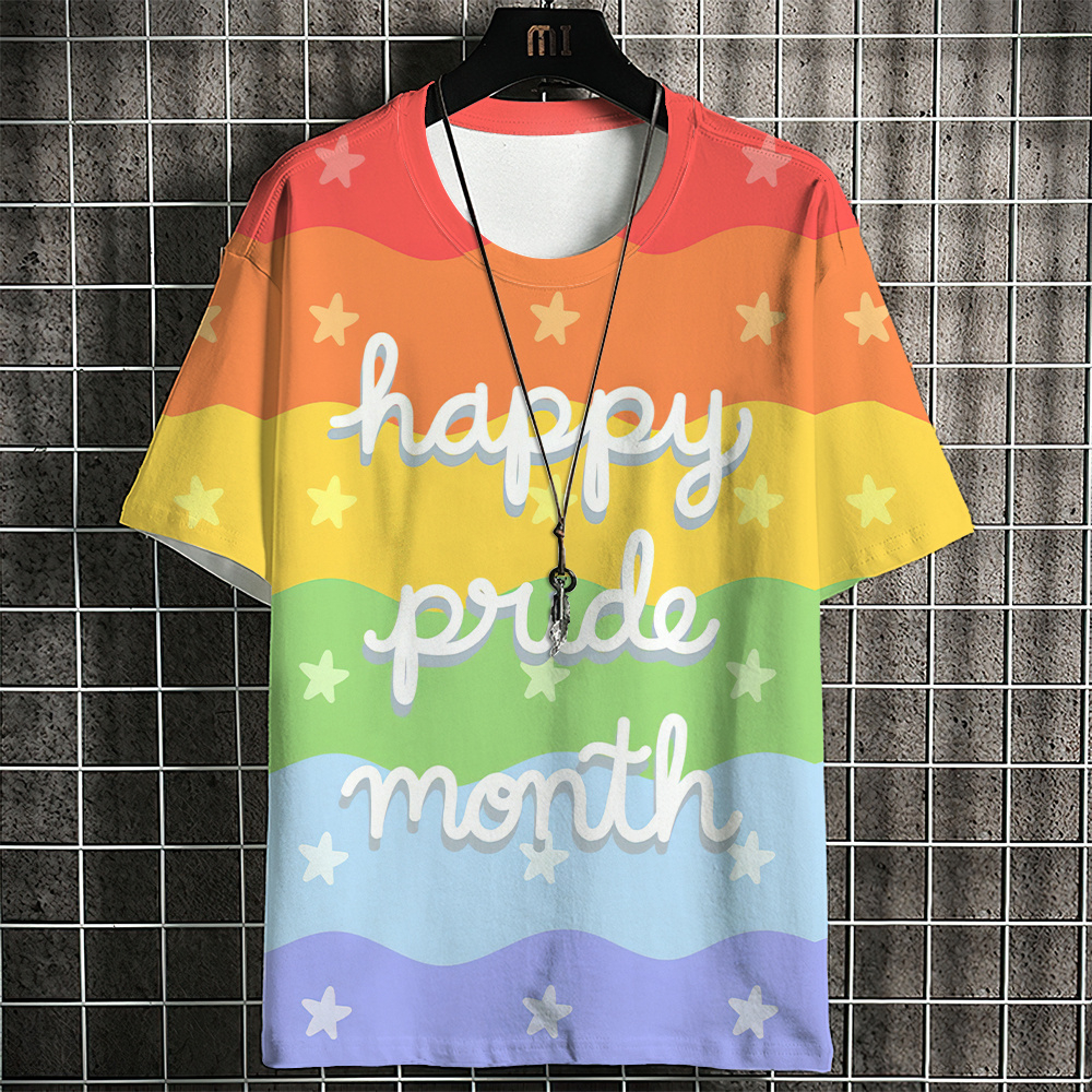 Áo Thun Tay Ngắn In Họa Tiết Cầu Vồng LGBT Thời Trang Thường Ngày Phong Cách Gay Love Lesbian Mới Cho Nam Và Nữ