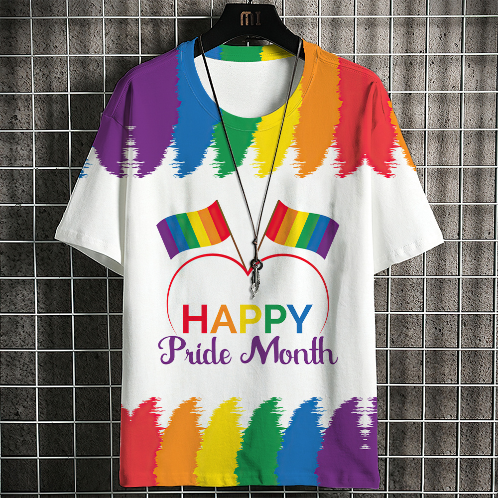 Áo Thun Tay Ngắn In Họa Tiết Cầu Vồng LGBT Thời Trang Thường Ngày Phong Cách Gay Love Lesbian Mới Cho Nam Và Nữ