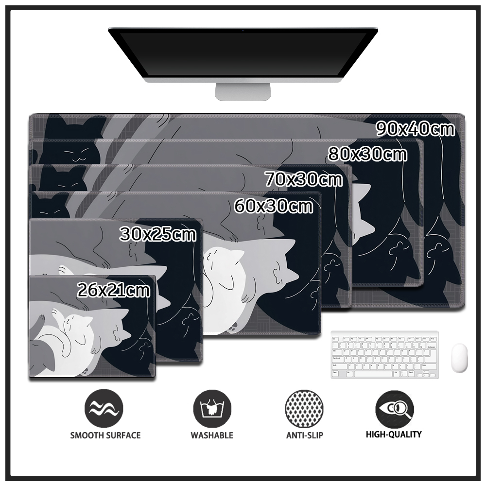 Tấm Lót Chuột Và Bàn Phím Máy Tính Bằng Cao Su Thêu Hình Mèo Kawaii Dễ Thương