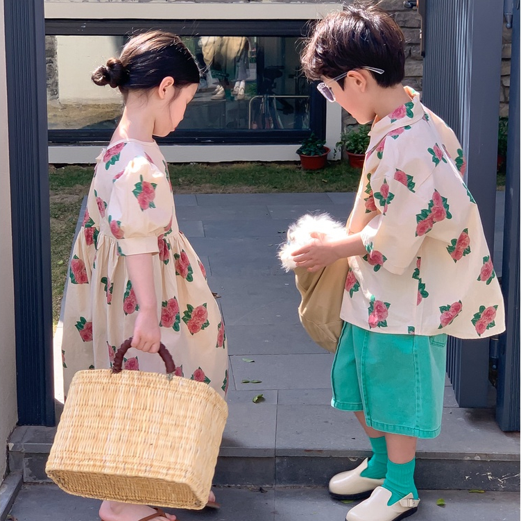 Đầm Hoa Mẫu Đơn Dáng Rộng Tay Phồng Kiểu Công Chúa Xinh Xắn Cho Bé Gái