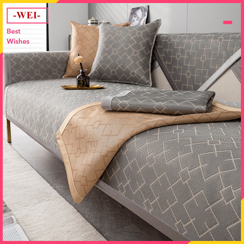 Toàn Bộ Đệm Lót Ghế Sofa Vải Lụa Mát Chống Trượt Phong Cách Châu Âu