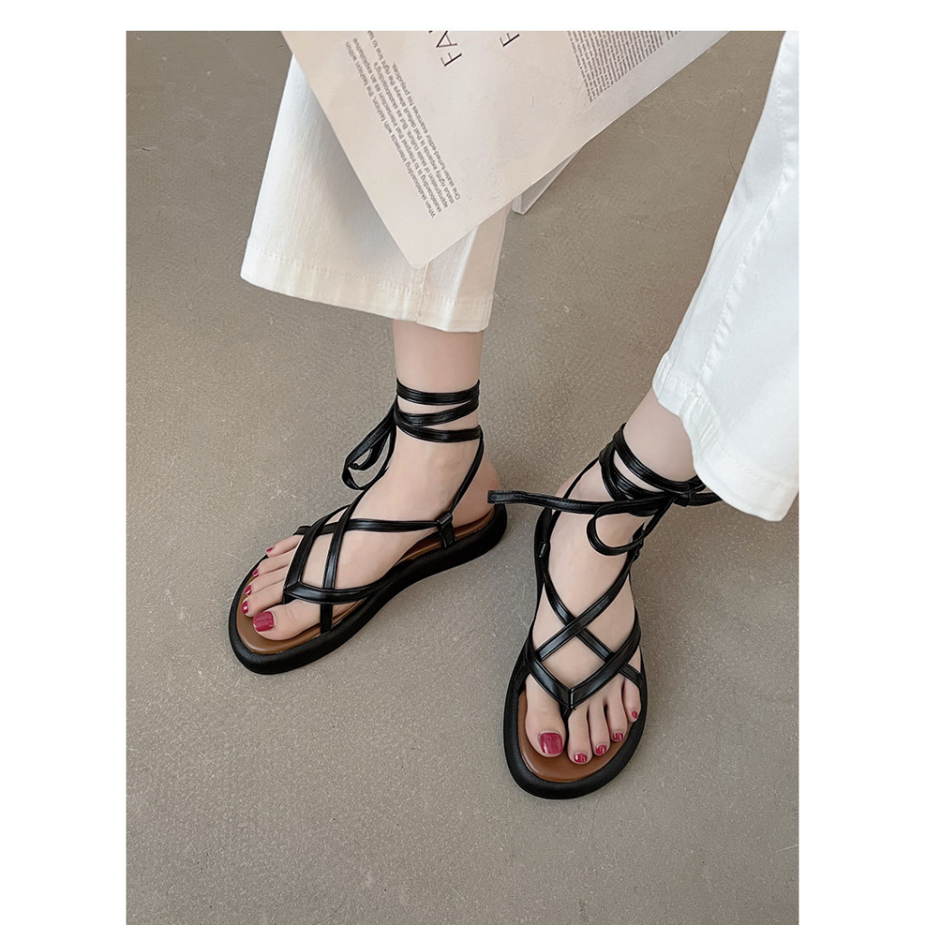Giày Sandal Xỏ Ngón Đế Phẳng Phong Cách Retro Mùa Hè Mới Cho Nữ