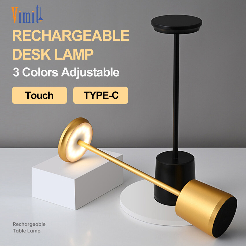 【Miễn Phí Vận Chuyển】Vimite Đèn Bàn LED Cảm Ứng Điều Chỉnh Độ Sáng 3 Màu Ánh Sáng Khác Nhau Đèn Phòng Khách Sạn Quán Cà Phê Không Dây