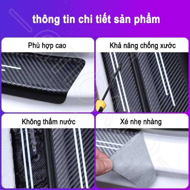 GTIOATO 4 Chiếc Sợi Carbon Dán Xe Dán Cửa ô Tô DáN ChốNg XưỚC Ô Tô Bảo Vệ Bậc Cửa Xe Hơi Phụ KiệN Xe HơI Cho MG ZS MG5 HS MG6