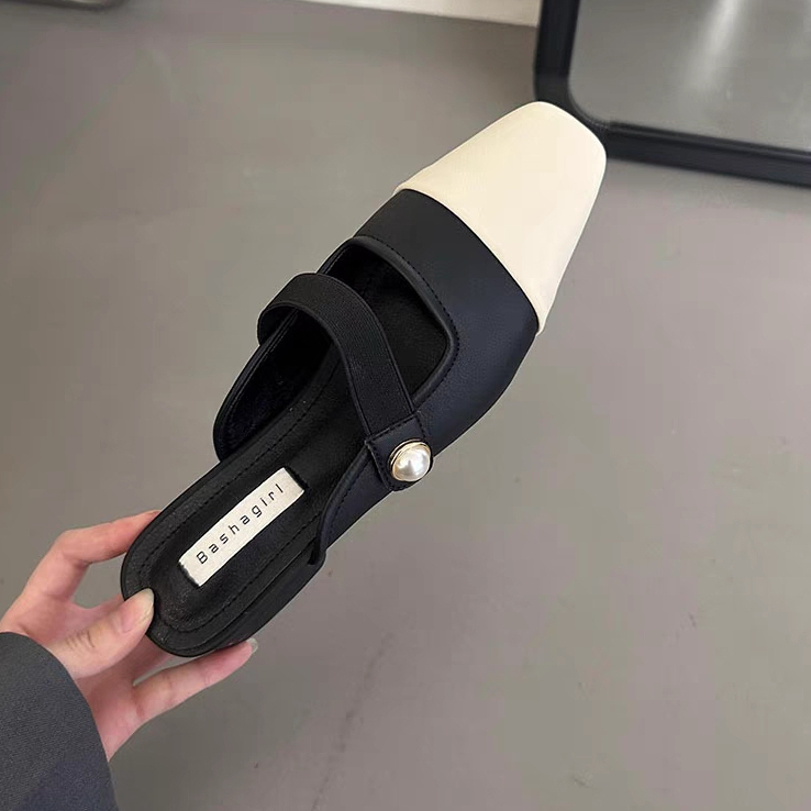 YAOLI  Giày Lười Gót Vuông Nhỏ Phong Cách Pháp