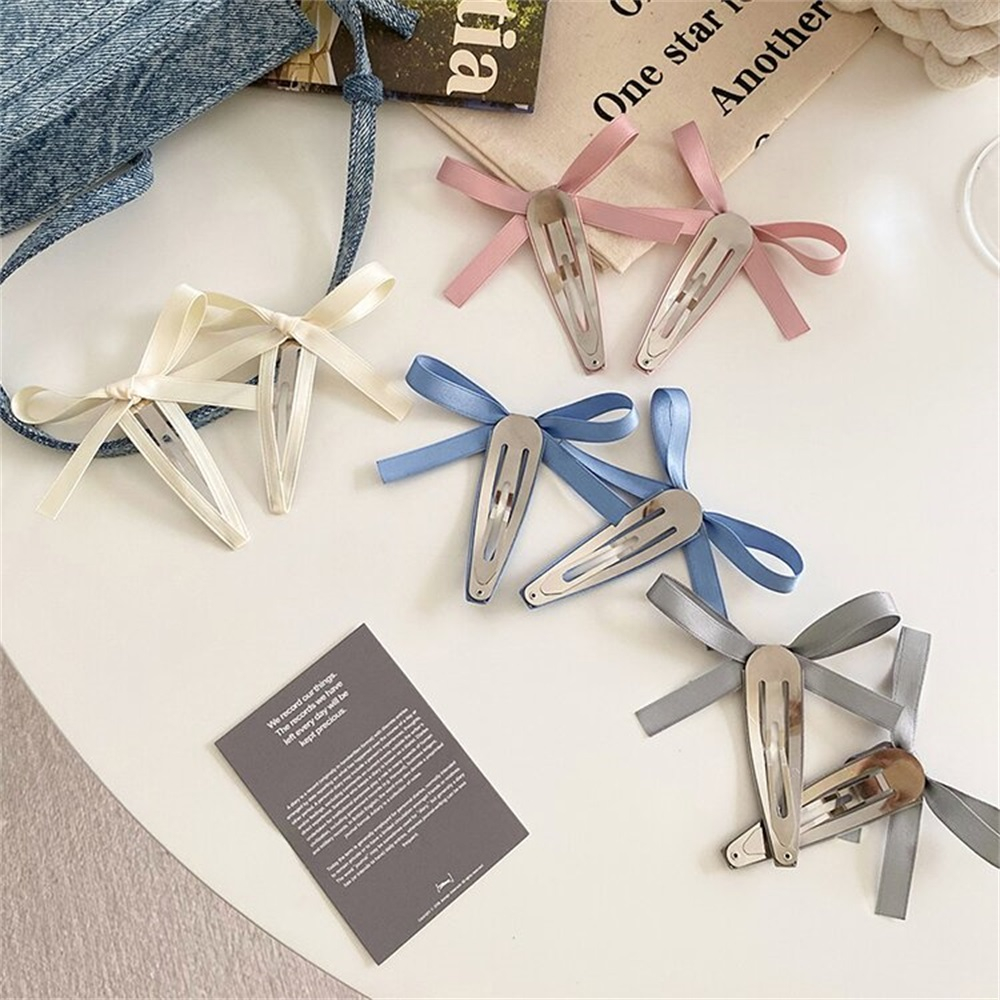 Set 2 Kẹp Tóc Nơ Màu Sắc Ngọt Ngào Cho Nữ