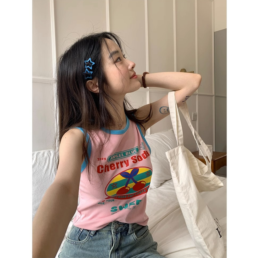 QADCOL Áo Tank Top Không Tay Thiết Kế Mới Thời Trang Mùa Hè Theo Phong Cách Hàn Quốc