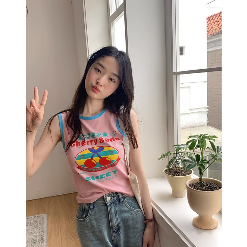 QADCOL Áo Tank Top Không Tay Thiết Kế Mới Thời Trang Mùa Hè Theo Phong Cách Hàn Quốc