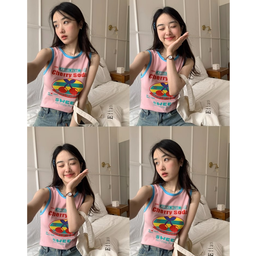 QADCOL Áo Tank Top Không Tay Thiết Kế Mới Thời Trang Mùa Hè Theo Phong Cách Hàn Quốc