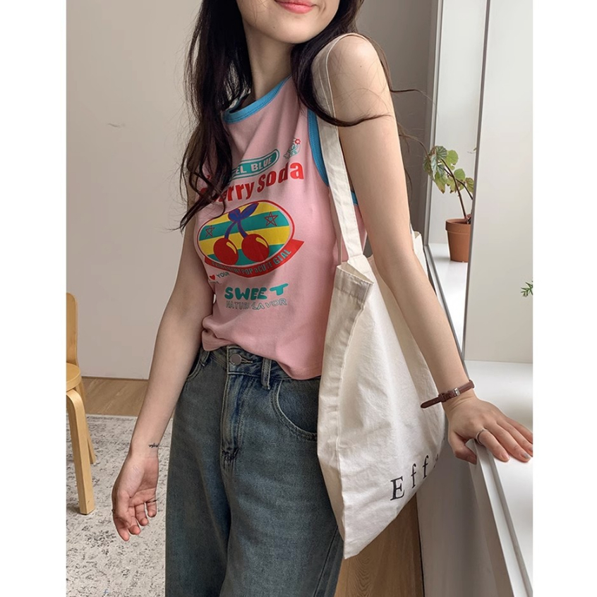 QADCOL Áo Tank Top Không Tay Thiết Kế Mới Thời Trang Mùa Hè Theo Phong Cách Hàn Quốc