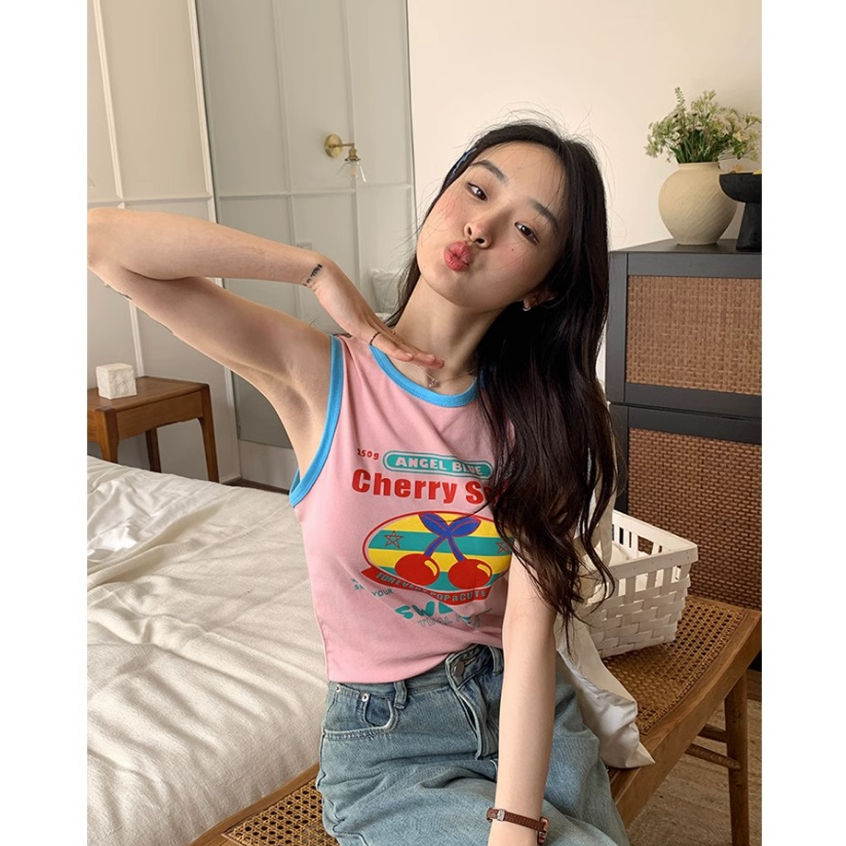 QADCOL Áo Tank Top Không Tay Thiết Kế Mới Thời Trang Mùa Hè Theo Phong Cách Hàn Quốc