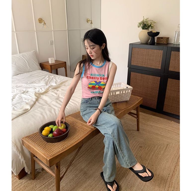 QADCOL Áo Tank Top Không Tay Thiết Kế Mới Thời Trang Mùa Hè Theo Phong Cách Hàn Quốc