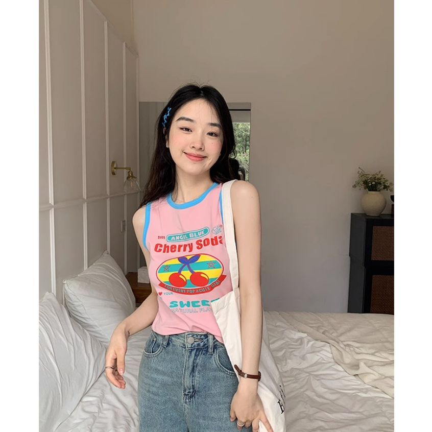 QADCOL Áo Tank Top Không Tay Thiết Kế Mới Thời Trang Mùa Hè Theo Phong Cách Hàn Quốc