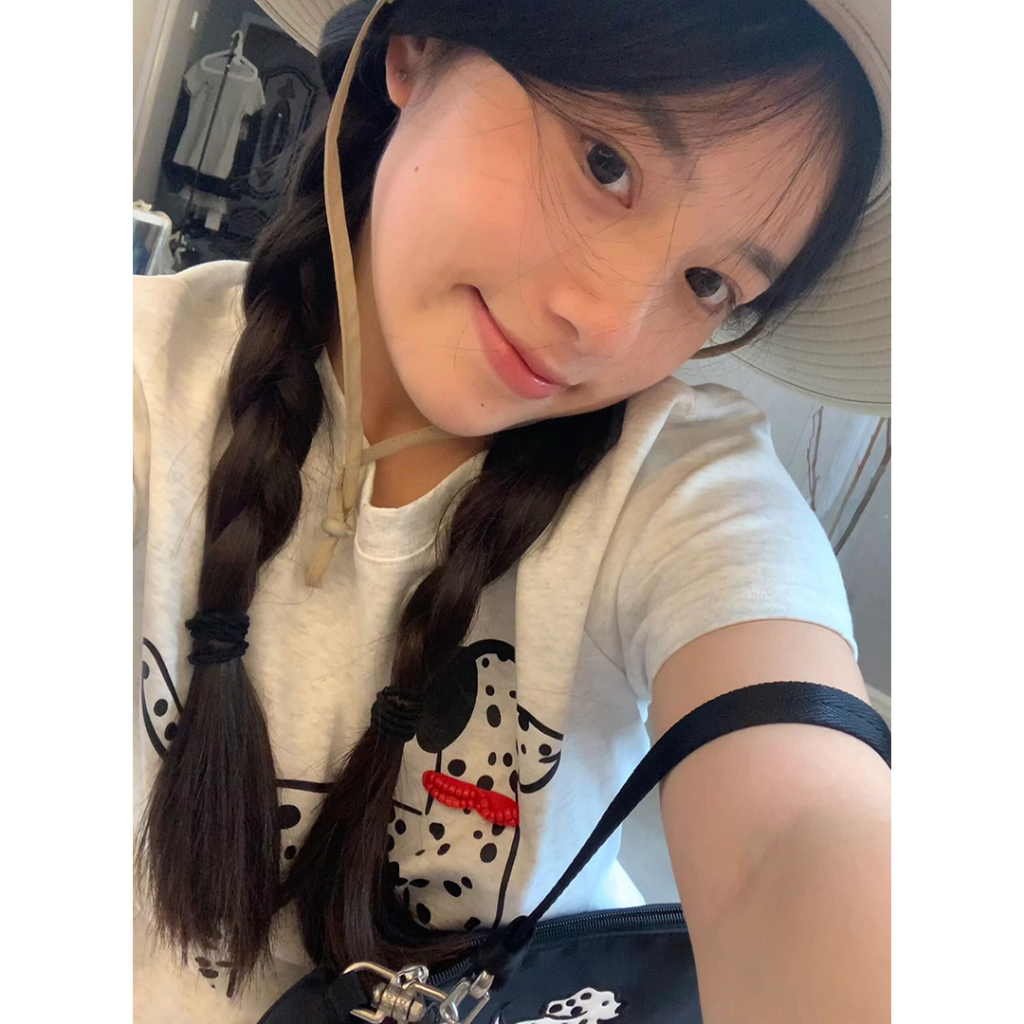 Ethelgirl Áo Thun Tay Ngắn Dáng Rộng In Họa Tiết Hoạt Hình Chú Chó Dễ Thương Phong Cách Hàn Quốc Thời Trang Cho