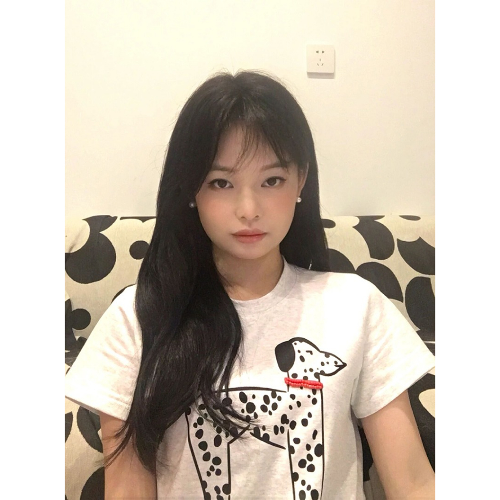 Ethelgirl Áo Thun Tay Ngắn Dáng Rộng In Họa Tiết Hoạt Hình Chú Chó Dễ Thương Phong Cách Hàn Quốc Thời Trang Cho