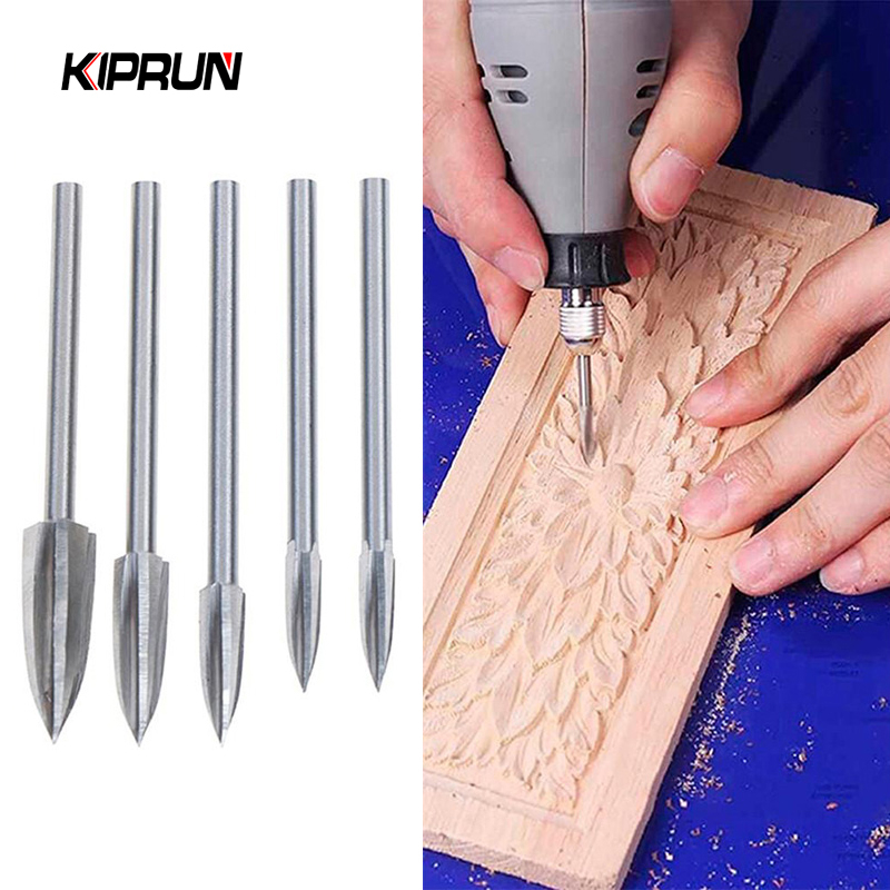 Bộ 5 Mũi Khoan Điêu Khắc Đồ Gỗ Bằng Thép Cacbua Cứng Chuyên Dụng