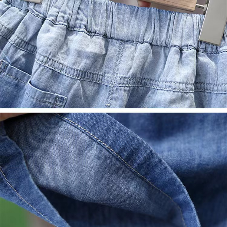 Bộ Áo Cotton Ngắn Tay + Quần Denim Thoáng Khí Thoải Mái Cho Bé Trai 2023 3-14 Tuổi