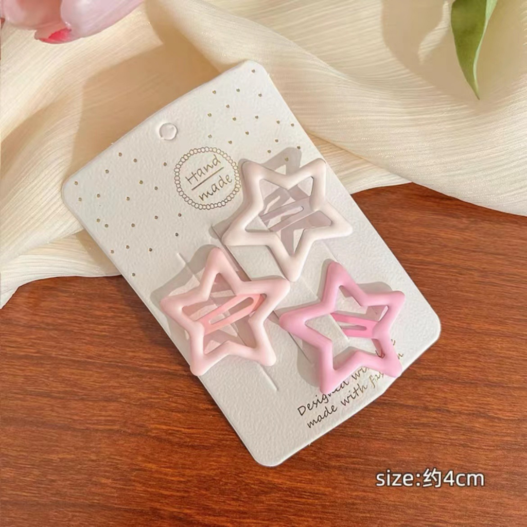 Bộ 3 Kẹp Tóc Hình Ngôi Sao Màu Kẹo Phong Cách Hàn Quốc