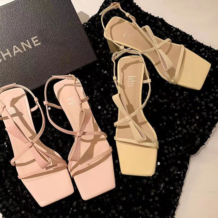 Giày Sandal Cao Gót Mũi Vuông Hở Ngón Size Lớn 34-43 Thời Trang Cho Nữ