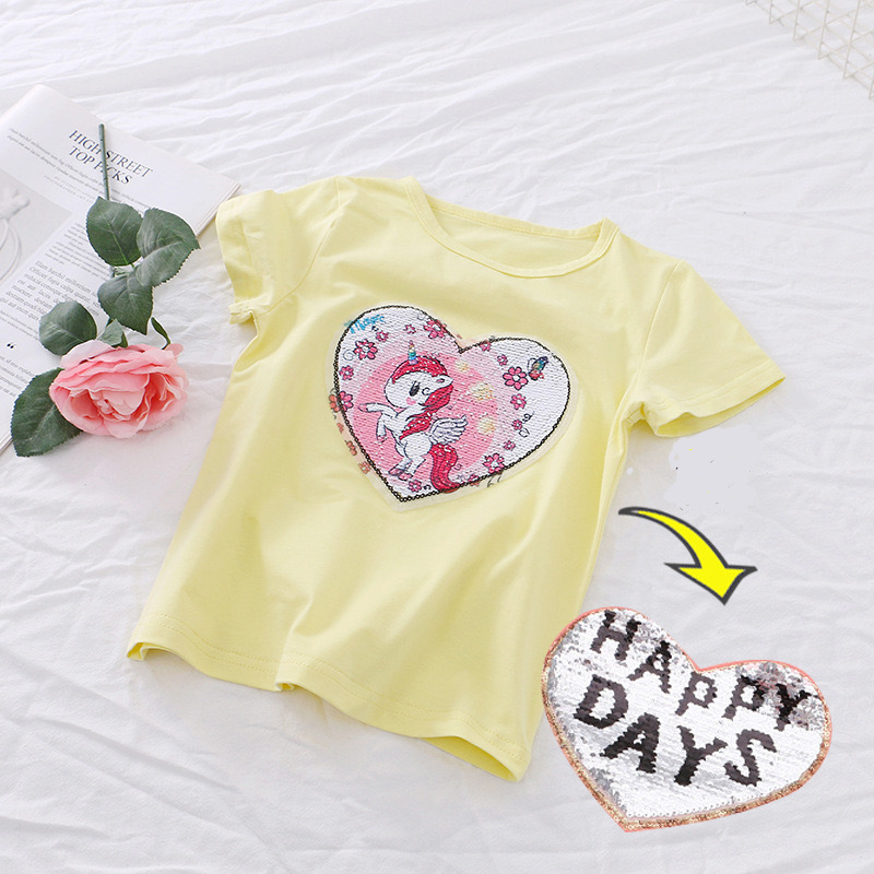 Áo Thun 100% Cotton In Hình Kỳ Lân Dễ Thương Phong Cách Hàn Quốc Cho Bé Gái 3-8 Tuổi