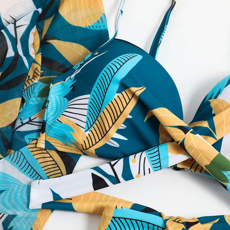 Mới Bộ bikini Ba Mảnh Phối Lưới Phong Cách Âu Mỹ Quyến Rũ Dành Cho Nữ