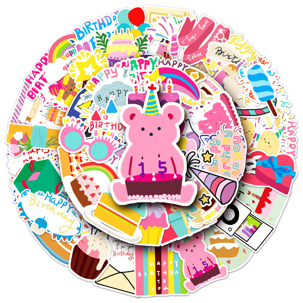 50 Miếng Dán Chữ Happy Birthday Ngộ Nghĩnh Trang Trí Xe Hơi