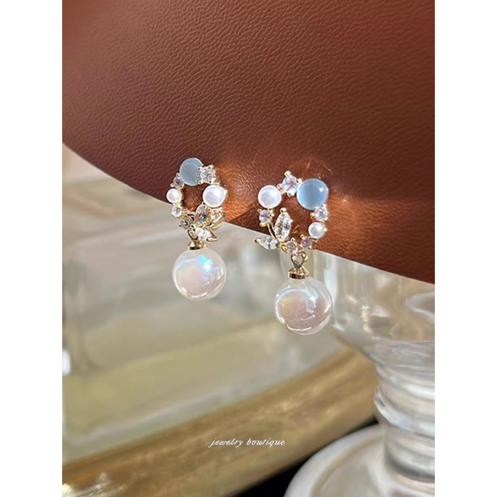 ✨Miss Jolie✨Hoa Tai Dạng Kẹp Bằng Silicone Bạc 925 Hình Vòng Hoa Nàng Tiên Cá Ji Ngọc Trai Không Cần Xỏ Khuyên Thời Trang Xuân Hè Cho Nữ