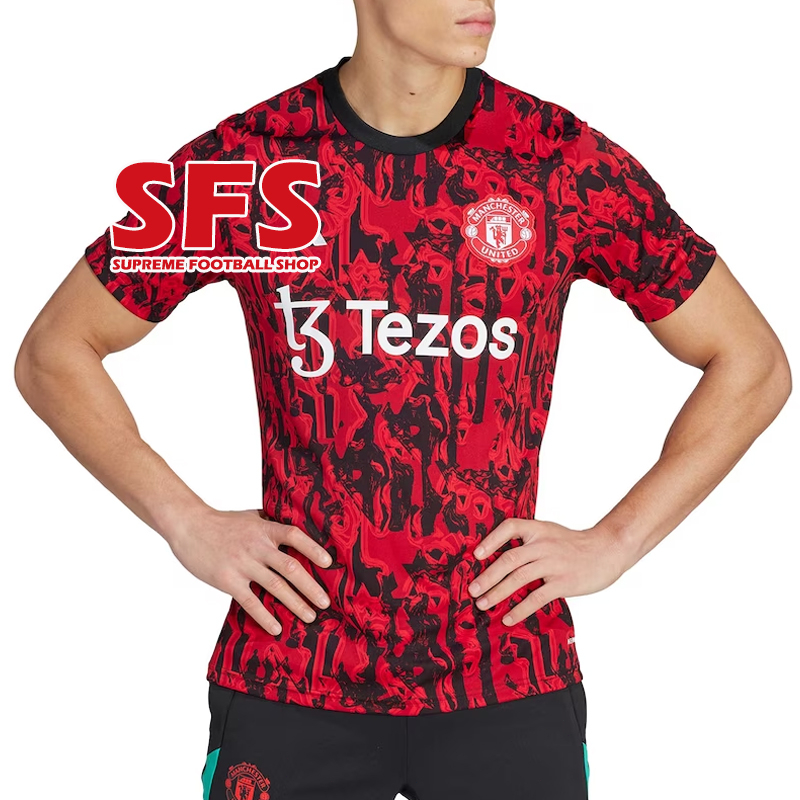 Áo Thun Đá Banh Màu Đen Size S-2XL 23-24 MU Man U Pre match Chất Lượng Cao