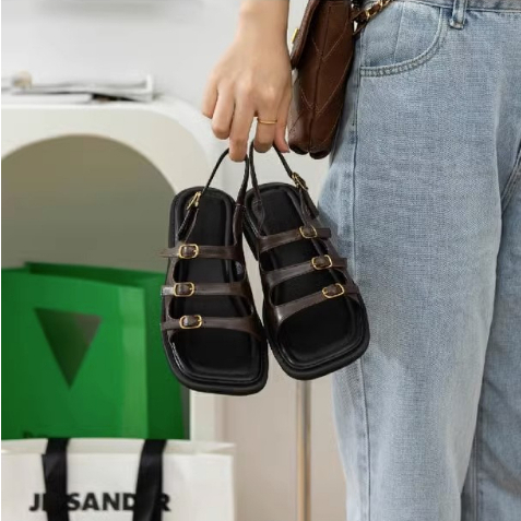 Giày Sandal Da Thật Đế Dày Thời Trang Mùa Hè 2023 Cho Nữ