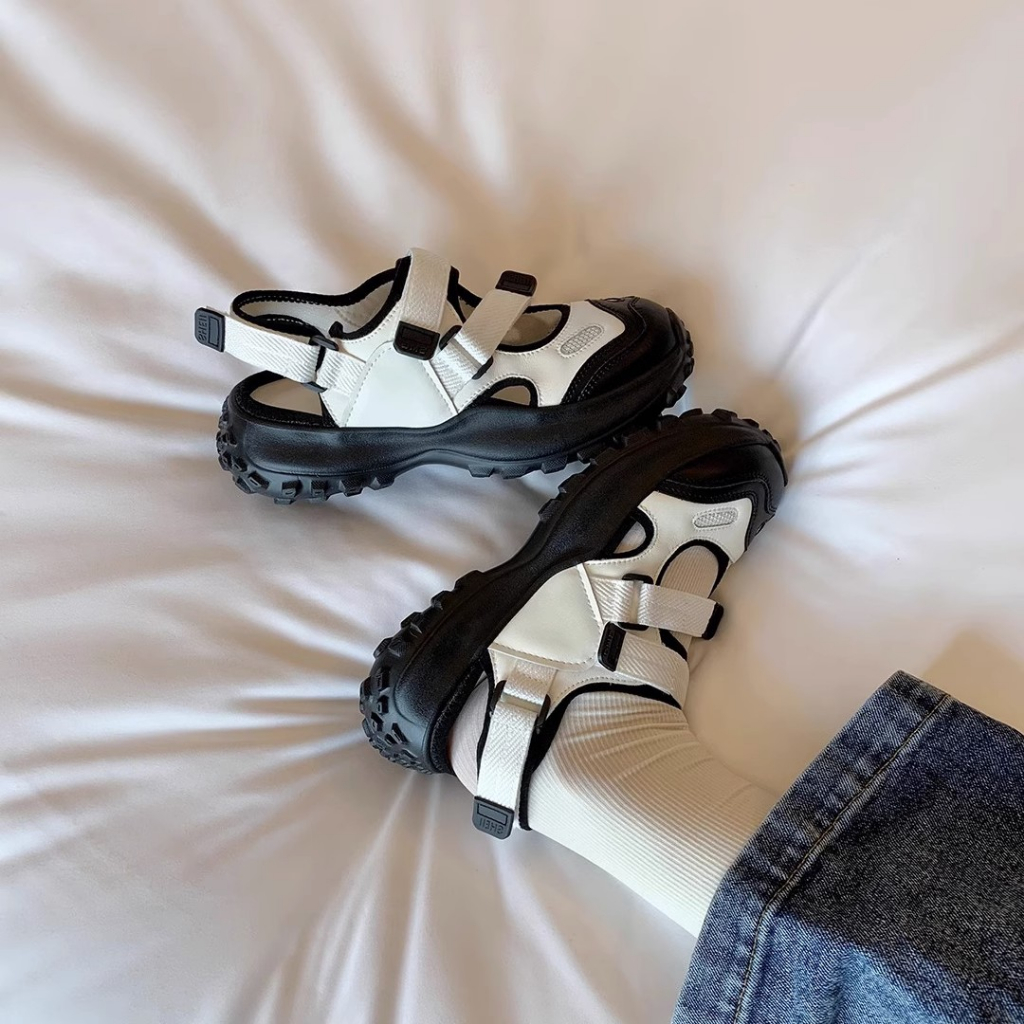 Giày Sandal Mary Jane Đế Dày Quai Dán Màu Sắc Thời Trang Dành Cho Nữ