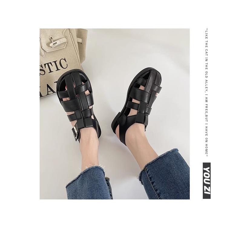 Giày Sandal Đế Bằng Mềm Mại Thiết Kế Đục Lỗ Thời Trang Mùa Hè Phong Cách Hàn Quốc Cho Nữ