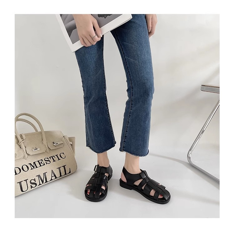 Giày Sandal Đế Bằng Mềm Mại Thiết Kế Đục Lỗ Thời Trang Mùa Hè Phong Cách Hàn Quốc Cho Nữ