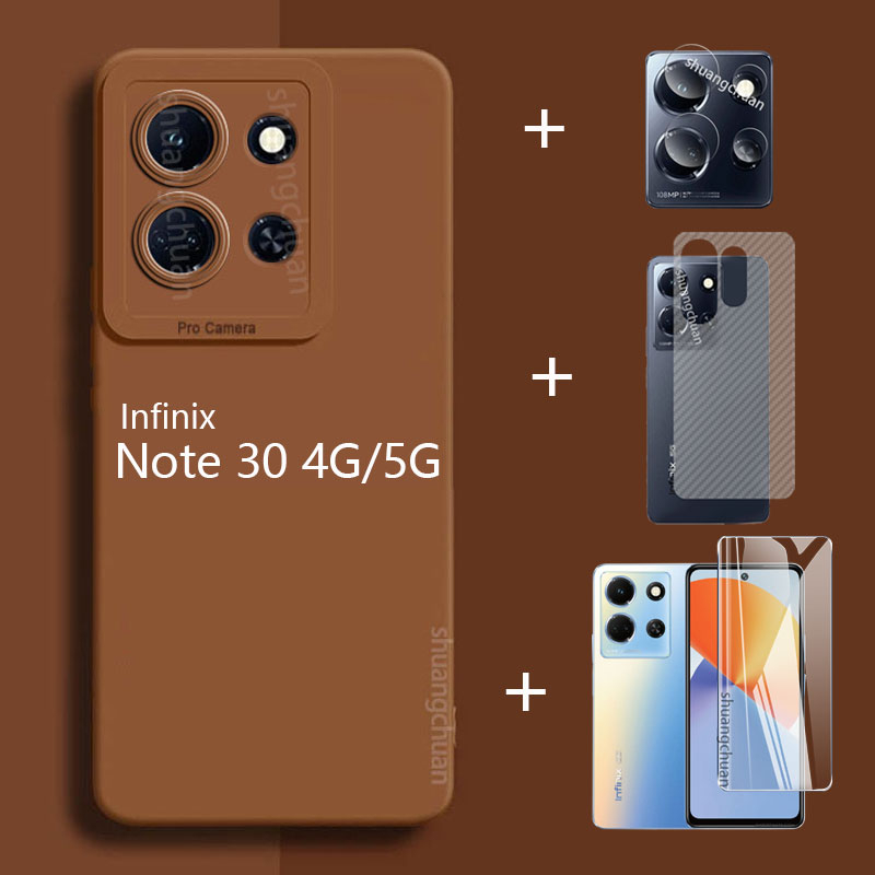 Ốp Điện Thoại Kính Cường Lực Trong Suốt + Miếng Dán Bảo Vệ Camera 4 Trong 1 Cho Infinix note 30 5G TPU