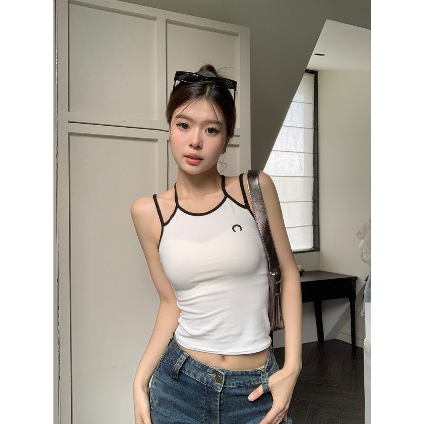 NZN Áo Lửng Hai Dây Dáng Ôm Thêu Họa Tiết Mặt Trăng Quyến Rũ Thời Trang Cho Nữ