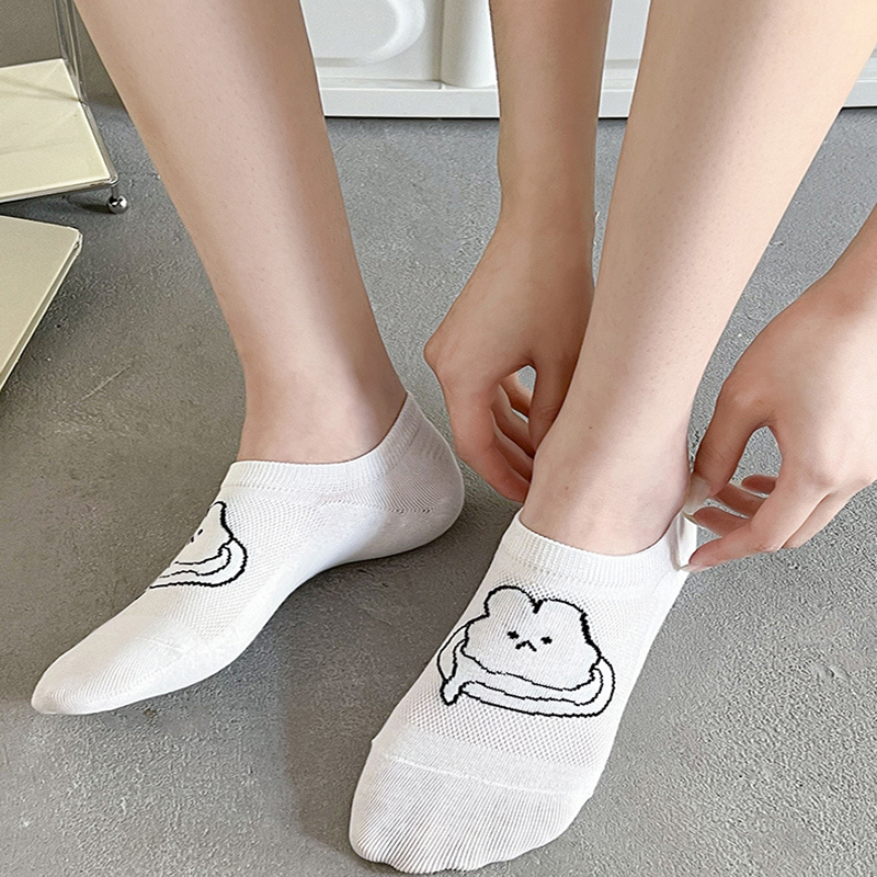 FHYL Vớ Cotton Nguyên Chất Mỏng Nhẹ In Họa Tiết Hoạt Hình Phong Cách Hàn Quốc Thời Trang Mùa Hè Cho Nữ