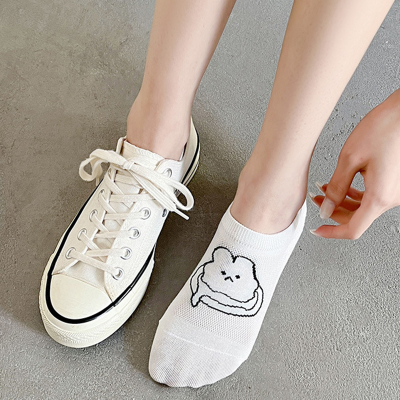 FHYL Vớ Cotton Nguyên Chất Mỏng Nhẹ In Họa Tiết Hoạt Hình Phong Cách Hàn Quốc Thời Trang Mùa Hè Cho Nữ