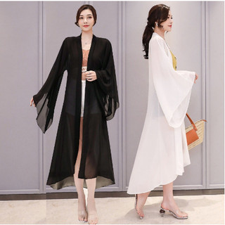 Hàng có sẵn mới! áo khoác cardigan chiffon dáng dài rộng kiểu kimono đi biển cho nữ