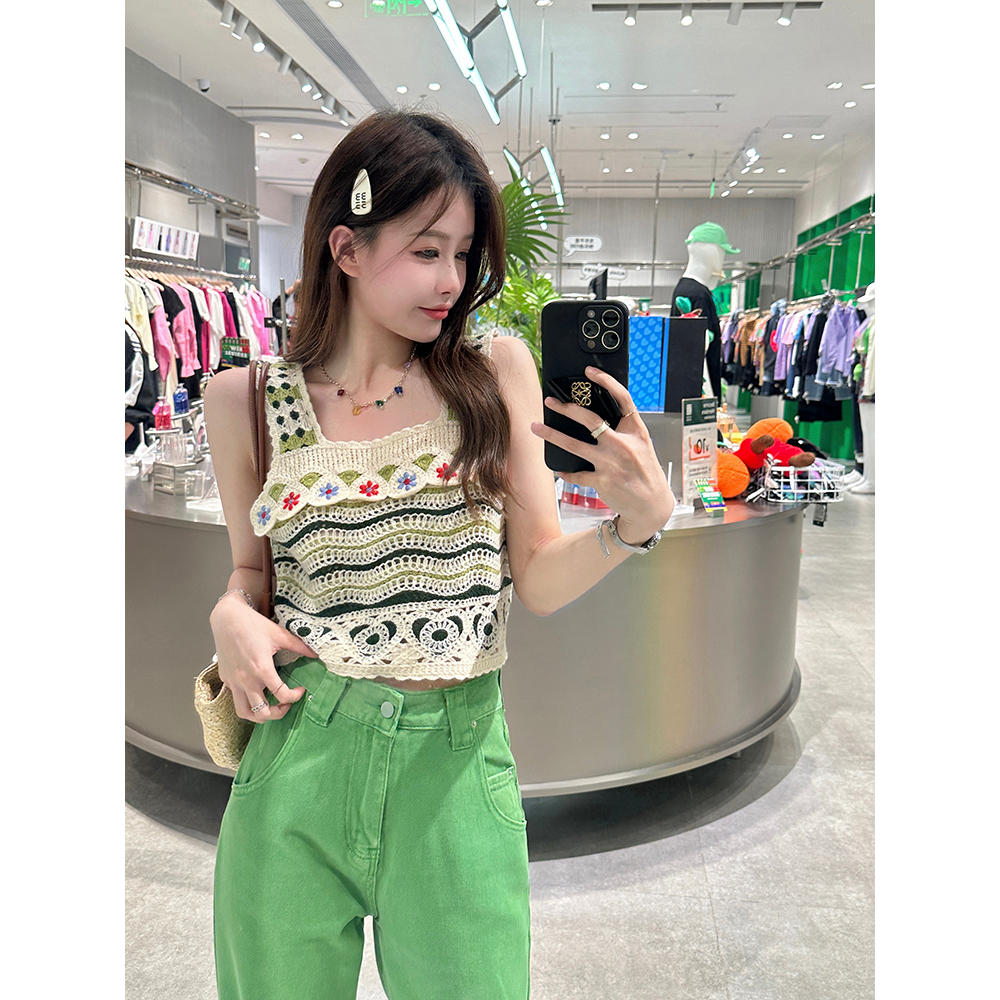 Xiaozhainv Áo Croptop Sát Nách Dệt Kim Hoạ Tiết Hoa Thời Trang Mùa Hè Phong Cách Vintage Cho Nữ
