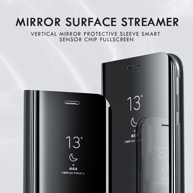 Flip S-View Mirror Clear Case cho Samsung Galaxy S22 S23 S24 Ultra