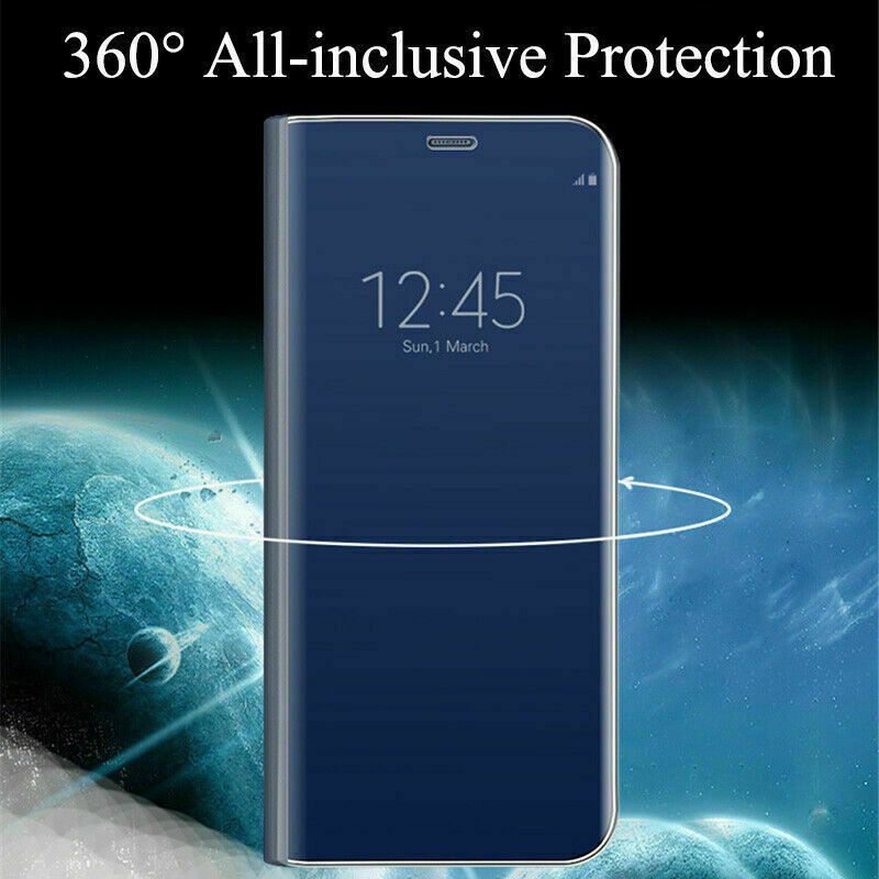 Flip S-View Mirror Clear Case cho Samsung Galaxy S22 S23 S24 Ultra