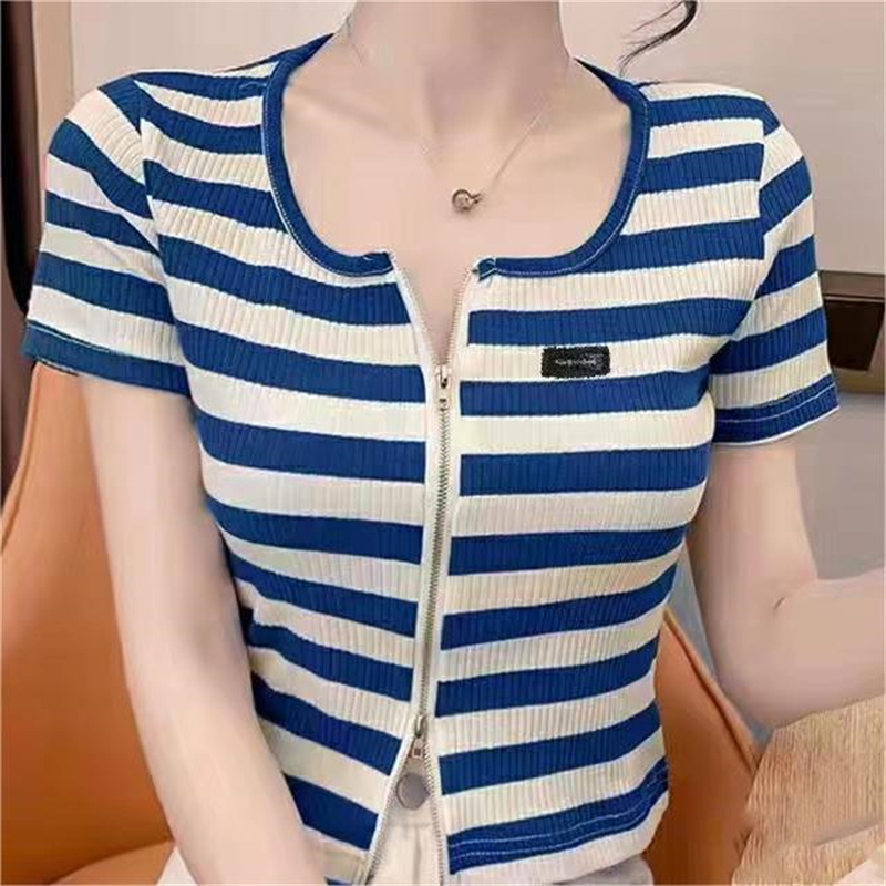 Áo cardigan Dệt Kim Khóa Kéo Đôi Họa Tiết Nhãn Dán Độc Đáo Thời Trang Mùa Hè Mới Cho Nữ