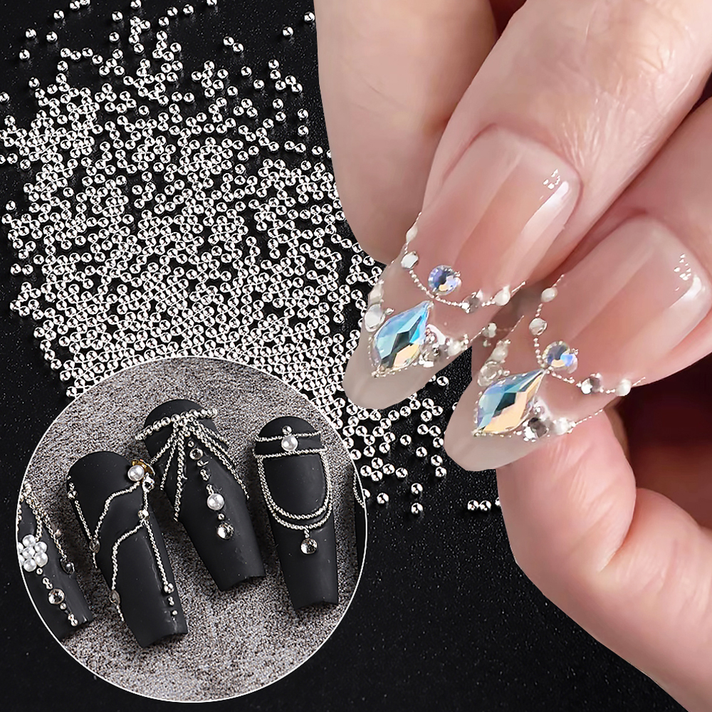 Hạt Charm Nhỏ 0.4-1.2mm Bằng Kim Loại Không Gỉ Trang Trí Móng Tay 3D