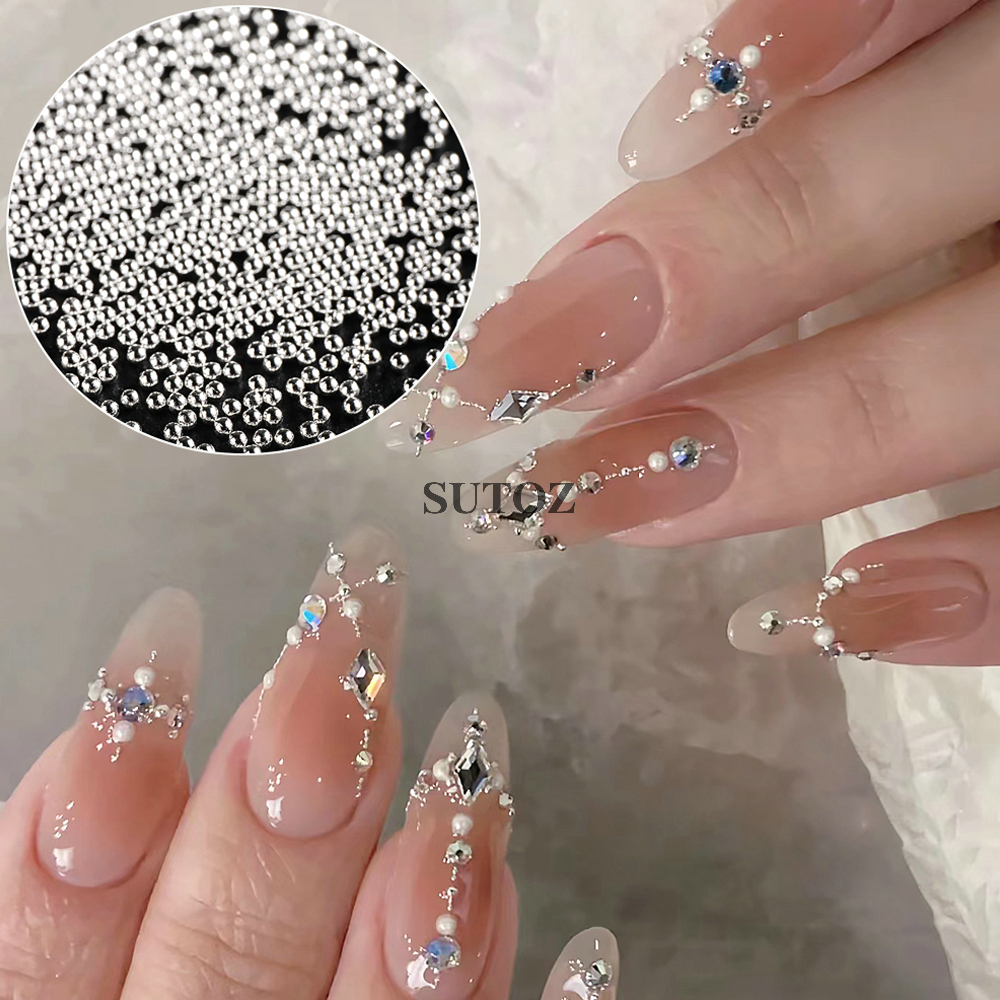 Hạt Charm Nhỏ 0.4-1.2mm Bằng Kim Loại Không Gỉ Trang Trí Móng Tay 3D