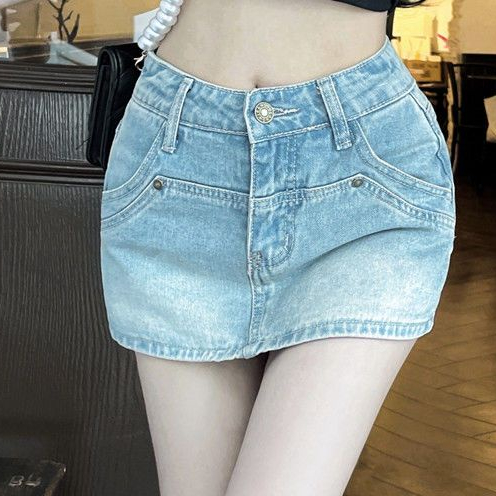 Chân váy denim JSC mini lưng cao phong cách cổ điển Mỹ thời trang mùa hè dành cho nữ