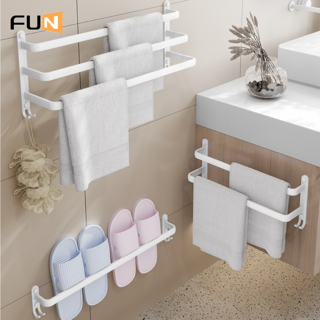 Giá Treo Khăn Tắm Nhà Vệ Sinh Màu Trắng Nhiều Tầng Không Cần Khoan Lỗ Bằng Nhôm Tiết Kiệm Không Gian